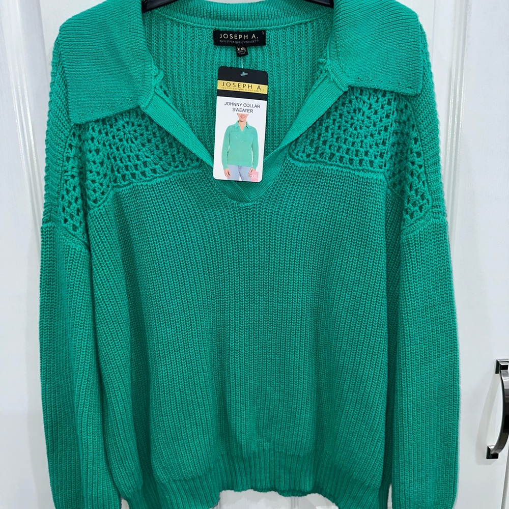 Joseph A. Vibrant Green V-Neck Sweater